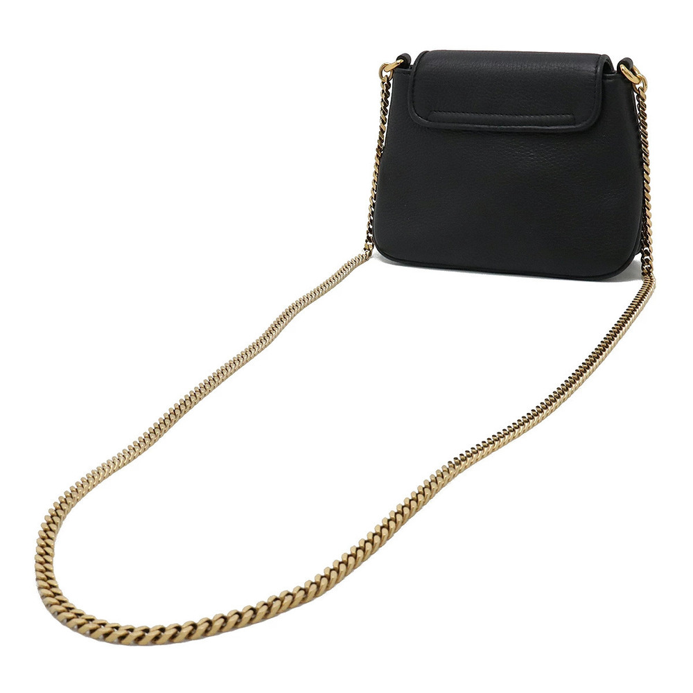 Gucci Double G Chain Bag Shoulder Pouch Clutch Leather Black - Picture 2 of 6
